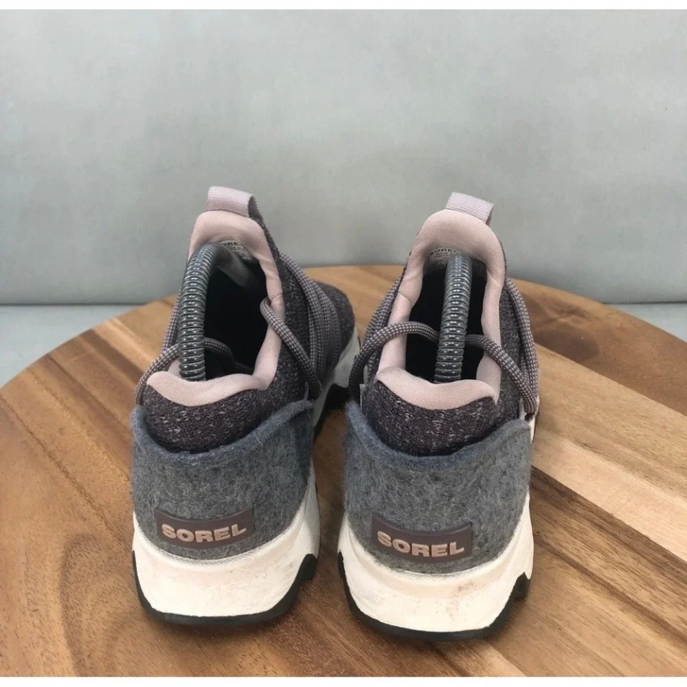 Sorel Kinetic Sneak Womens Quarry Grey Pink Sneakers NL3227-574 Size 8